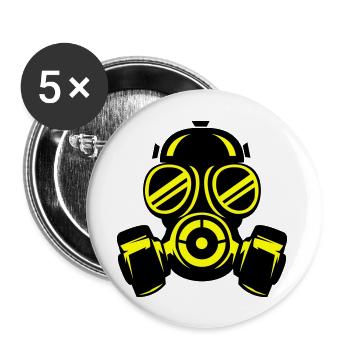 gasmaske - Buttons groß 56 mm (5er Pack) - Weiß - Vorne