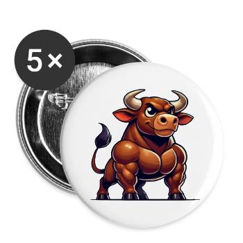 stier comic - Buttons groß 56 mm (5er Pack) - Weiß - Vorne