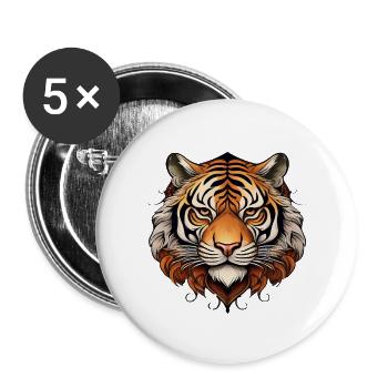 Tiger - Buttons groß 56 mm (5er Pack) - Weiß - Vorne