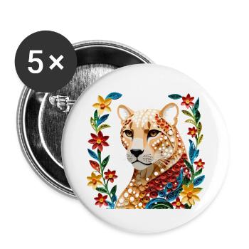 Tigre - Lot de 5 grands badges (56 mm) - blanc - Devant