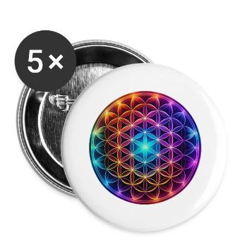 Blume des Lebens - Buttons groß 56 mm (5er Pack) - Weiß - Vorne