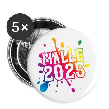 Malle 2025 blob - Lot de 5 grands badges (56 mm) - blanc - Devant