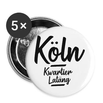 Köln Veedel Kwartier Latäng kölsch - Buttons groß 56 mm (5er Pack) - Weiß - Vorne
