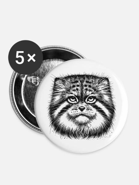Manul - Buttons groß 56 mm (5er Pack) - Weiß