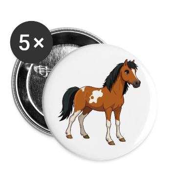 Horse small real - Buttons large 2.2''/56 mm (5-pack) - white - Front
