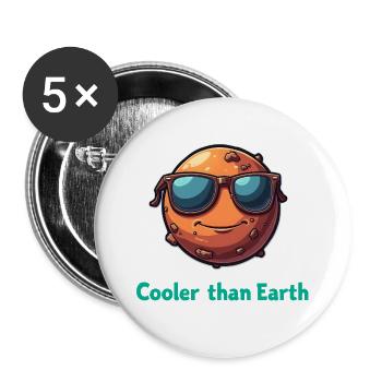 Cooler Than Earth - Buttons large 2.2''/56 mm (5-pack) - white - Front