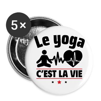 le yoga c est la vie - Lot de 5 grands badges (56 mm) - blanc - Devant