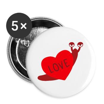 Love snail - Buttons large 2.2''/56 mm (5-pack) - white - Front