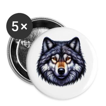 Wolf - Buttons groß 56 mm (5er Pack) - Weiß - Vorne