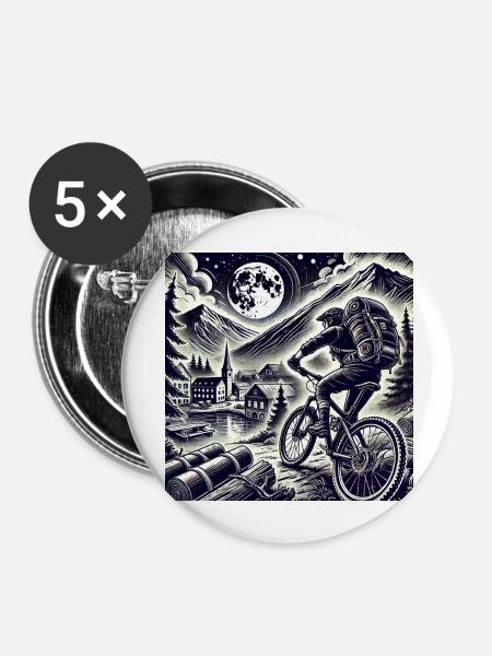Bikepacking Adventur - Buttons groß 56 mm (5er Pack) - Weiß