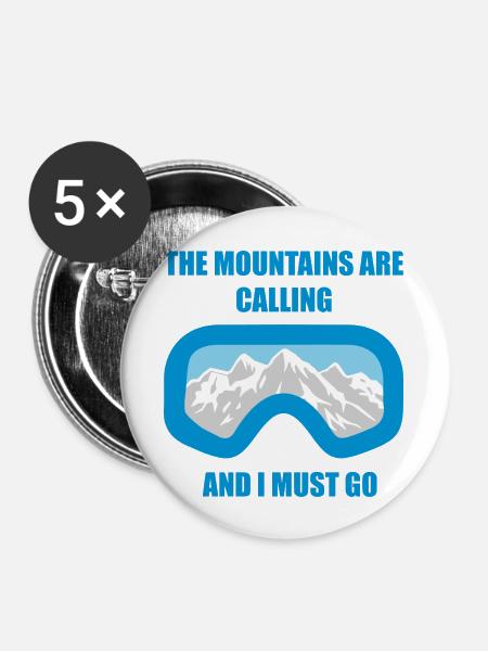 Berge - Buttons groß 56 mm (5er Pack) - Weiß