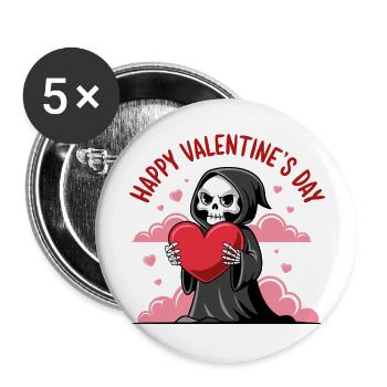 Cadeaux drôles de saint valentin mignon faucheuse - Lot de 5 grands badges (56 mm) - blanc - Devant