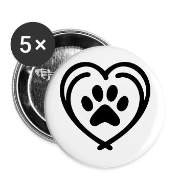 Patte Coeur - Lot de 5 grands badges (56 mm) - blanc - Devant