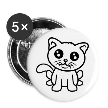 Cat Pet Cute Cute Kitten Friendly - Buttons large 2.2''/56 mm (5-pack) - white - Front