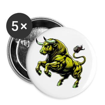 Taureau - Lot de 5 grands badges (56 mm) - blanc - Devant