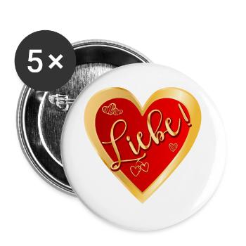 HERZ SYMBOLE LIEBE - Buttons groß 56 mm (5er Pack) - Weiß - Vorne