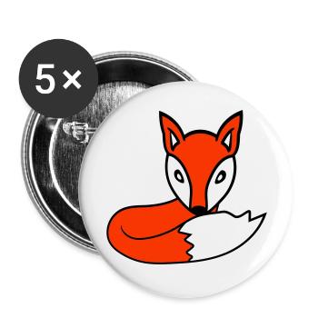 Fox Red Fox Forest Animal Clever Cute Wild Dog - Buttons large 2.2''/56 mm (5-pack) - white - Front