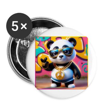 Cool Panda - Buttons large 2.2''/56 mm (5-pack) - white - Front