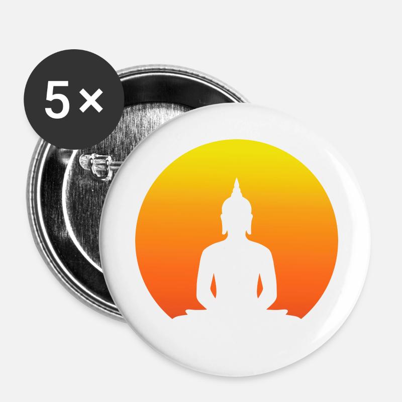 Buddha sitting cross-legged - Buttons large 2.2''/56 mm (5-pack) - white