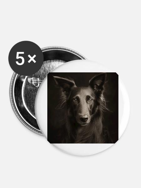 Black Animals - Cool dog - Buttons groß 56 mm (5er Pack) - Weiß