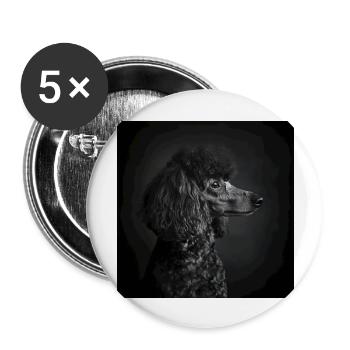 Black Animals - Black Poodle - Buttons large 2.2''/56 mm (5-pack) - white - Front