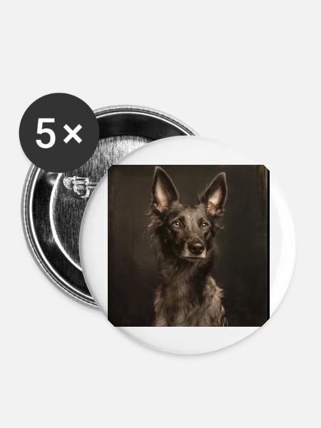 Black Animals - Funny Dog - Buttons groß 56 mm (5er Pack) - Weiß