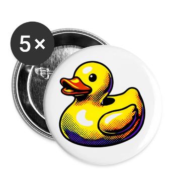 Caneton Canard Canard Canard - Lot de 5 grands badges (56 mm) - blanc - Devant