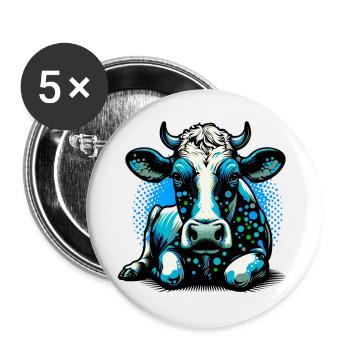 Kuh - Buttons groß 56 mm (5er Pack) - Weiß - Vorne