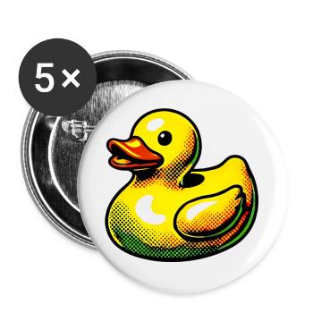 Caneton Canard Canard Canard - Lot de 5 grands badges (56 mm) - blanc - Devant
