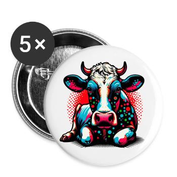 Vache - Lot de 5 grands badges (56 mm) - blanc - Devant
