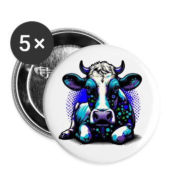 Vache - Lot de 5 grands badges (56 mm) - blanc - Devant