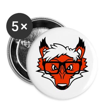 Fox Nerd Horn-rimmed Glasses Geek Smart Intelligent Cool - Buttons large 2.2''/56 mm (5-pack) - white - Front
