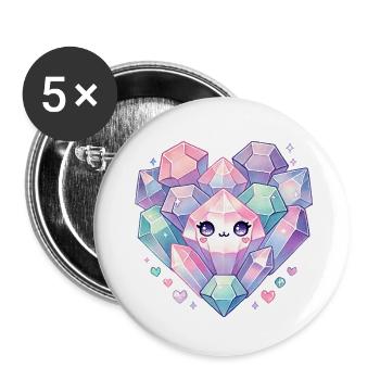 Kristalle - Buttons groß 56 mm (5er Pack) - Weiß - Vorne