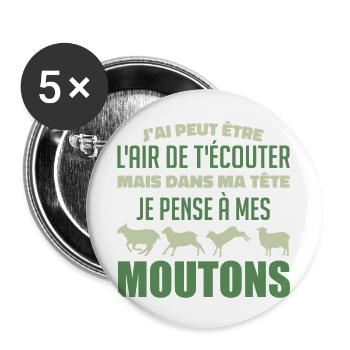I think of my sheep - Buttons large 2.2''/56 mm (5-pack) - white - Front