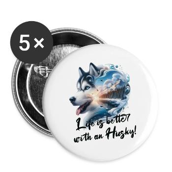 Husky - Buttons large 2.2''/56 mm (5-pack) - white - Front