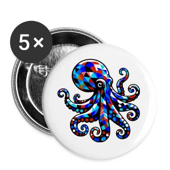 Octopus - Buttons large 2.2''/56 mm (5-pack) - white - Front