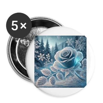 Schnee Rose 1001x - Buttons groß 56 mm (5er Pack) - Weiß - Vorne