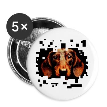 Rauhaariger Dackel Pixelart - Buttons groß 56 mm (5er Pack) - Weiß - Vorne