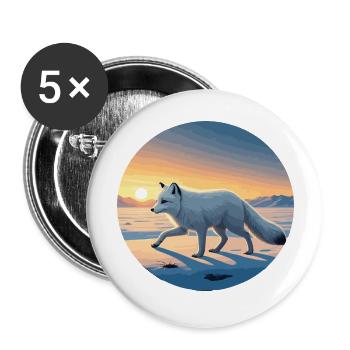 Renard arctique au lever du soleil - Lot de 5 grands badges (56 mm) - blanc - Devant