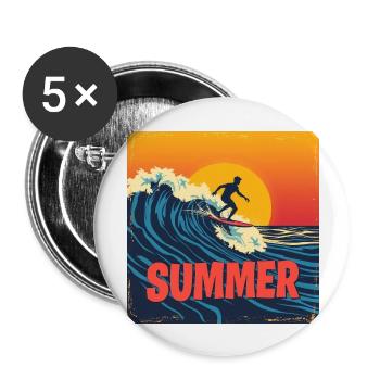 Summer Time - Buttons groß 56 mm (5er Pack) - Weiß - Vorne
