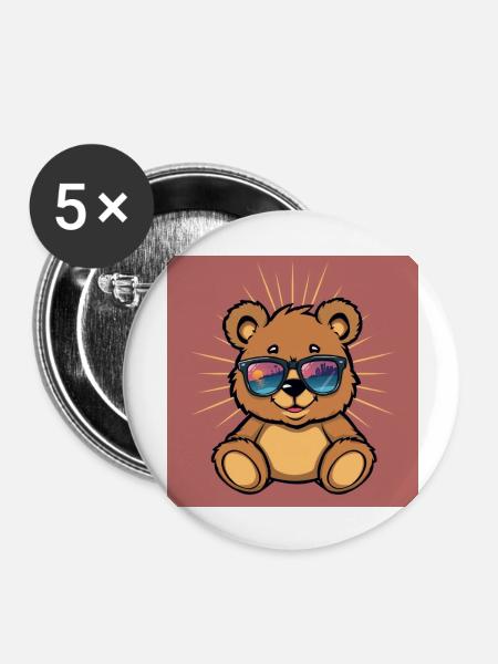 Teddy vibes - Buttons groß 56 mm (5er Pack) - Weiß
