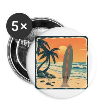 Endless Summer – Retro Surf Vibes - Buttons groß 56 mm (5er Pack) - Weiß - Vorne