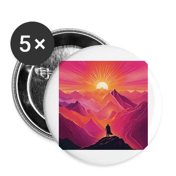 Adventurer at Sunset Mountain Peaks - Buttons large 2.2''/56 mm (5-pack) - white - Front