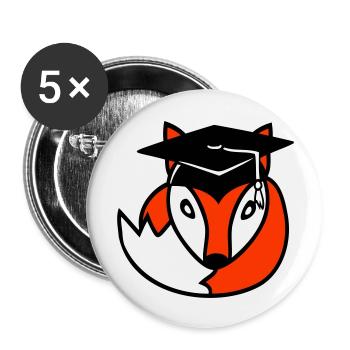 Fox High School Graduation Certificats de fin d’études Chapeau de collège - Lot de 5 grands badges (56 mm) - blanc - Devant