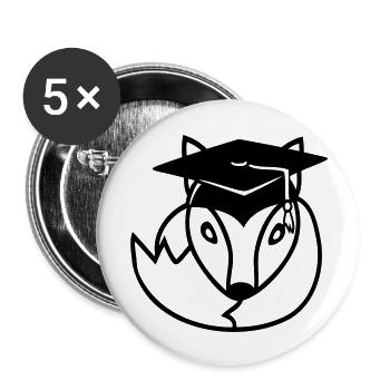 Fox High School Graduation Certificats de fin d’études Chapeau de collège - Lot de 5 grands badges (56 mm) - blanc - Devant