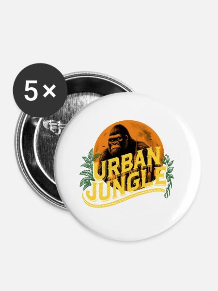 Urban Jungle Logo Color - Buttons large 2.2''/56 mm (5-pack) - white