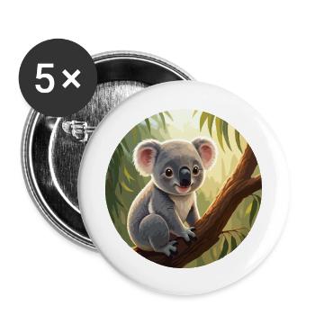 Koala ours dans l’arbre - Lot de 5 grands badges (56 mm) - blanc - Devant