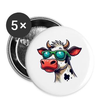 kuh sonnenbrille - Buttons groß 56 mm (5er Pack) - Weiß - Vorne