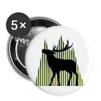 Cerf - Lot de 5 grands badges (56 mm) - blanc - Devant