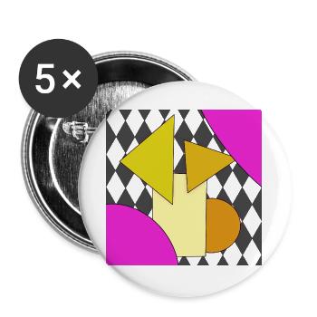 Geometrische Abstraktion Neon Pink - Buttons groß 56 mm (5er Pack) - Weiß - Vorne